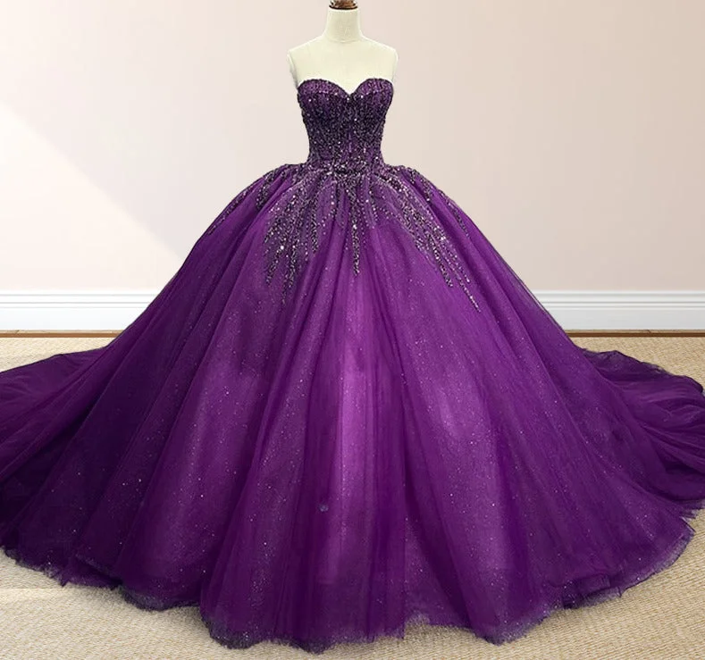 Purple Organza A Line Ball Gown Sweetheart Quinceanera Dresses Gothic unclassified dresses