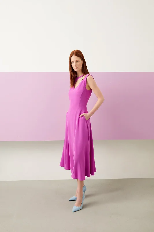 Purple Strap V-neck Mid-length Dress Casual chic unclassified dresses