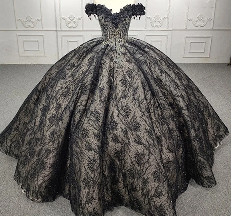 Quinceanera Black Off-the-Shoulder Ball Gown Dress Elegant unclassified dresses