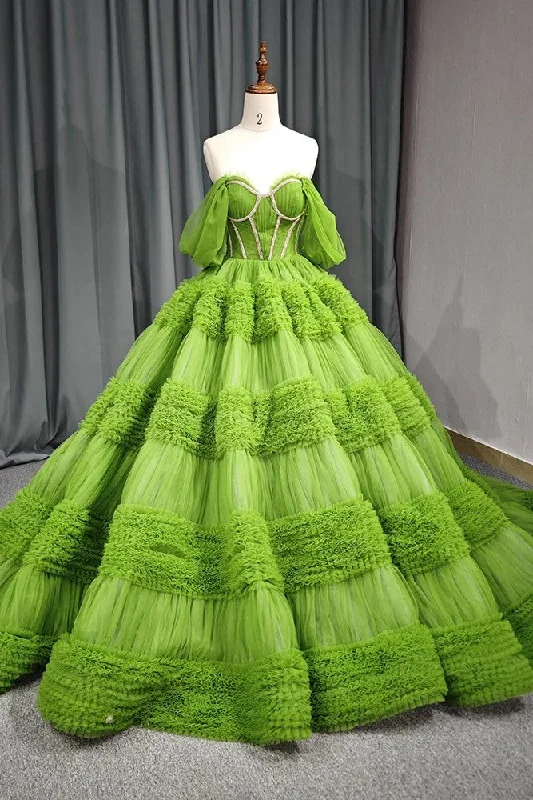 Quinceanera Dress Green Exquisite A Line Off-the-Shoulder Ball Gown Budget-friendly unclassified dresses