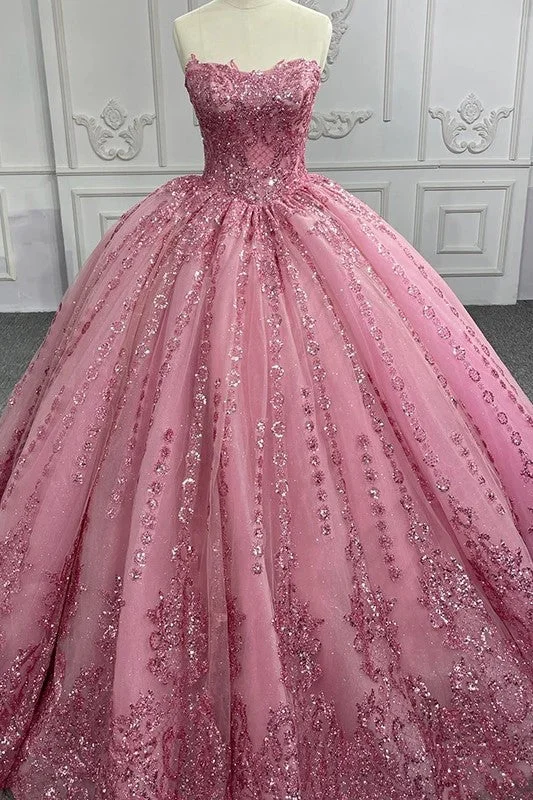 Quinceanera Dress Romantic Court Train Ball Gown Strapless Pleated Affordable unclassified dresses