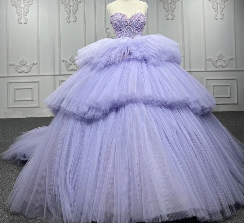 Quinceanera Dress  Strapless Ball Gown Crystal  Lavender Pastel unclassified dresses