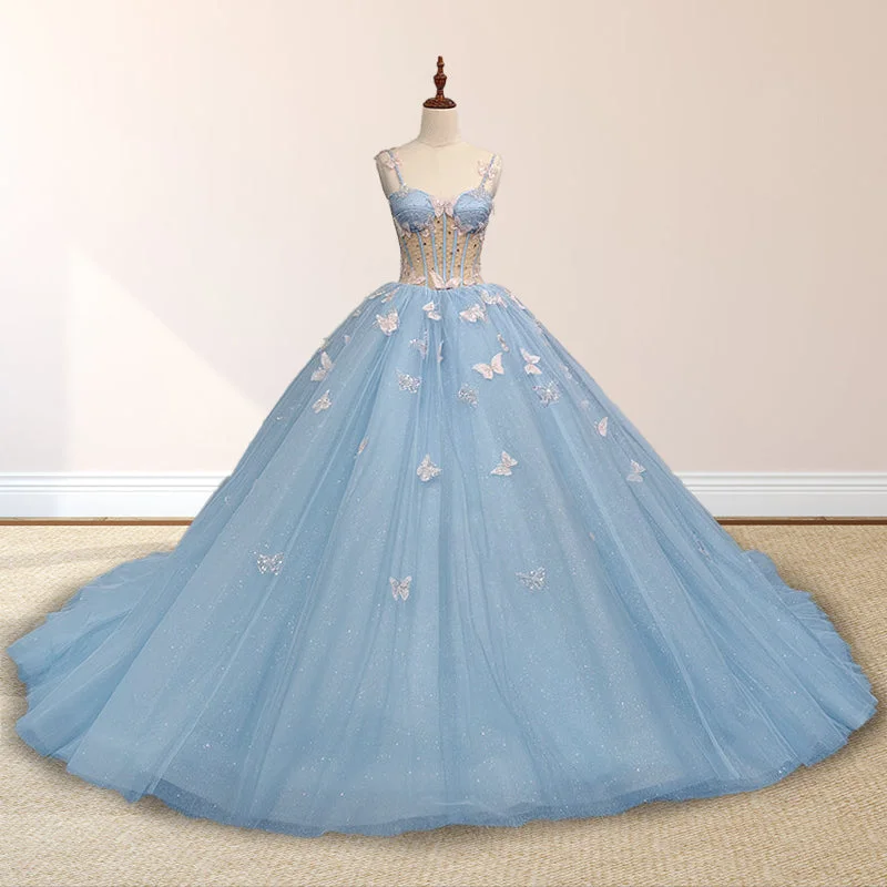 Quinceanera Dresses Spaghetti Straps Beading with 3D Butterfly Appliques Tulle unclassified dresses