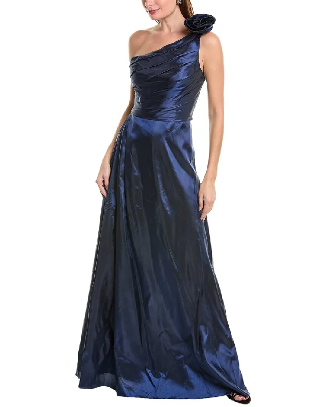 Rene Ruiz One-Shoulder Taffeta Gown Color block unclassified dresses