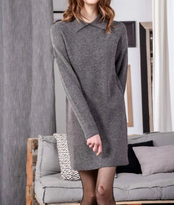 Rib Knit Tube Dress In Dark Grey Club unclassified dresses