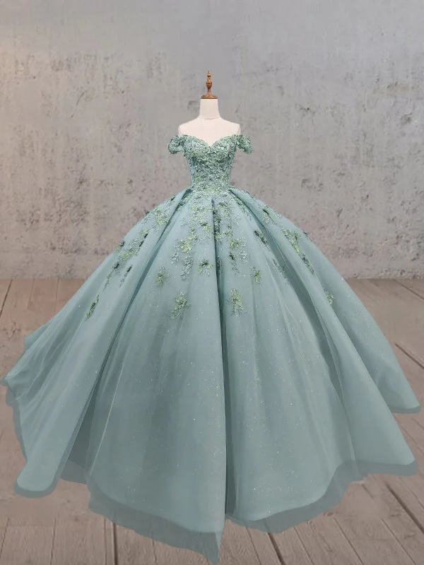 Sage Green Ball-Gown Off-the-Shoulder Quinceanera Dresses Embroidered unclassified dresses