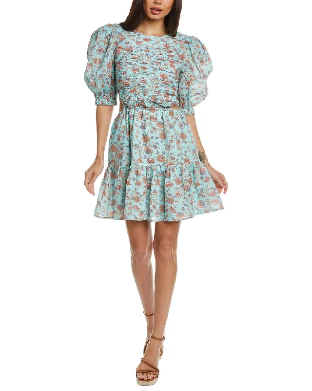 SEA NY Brita Print Smocked Dress Chiffon unclassified dresses