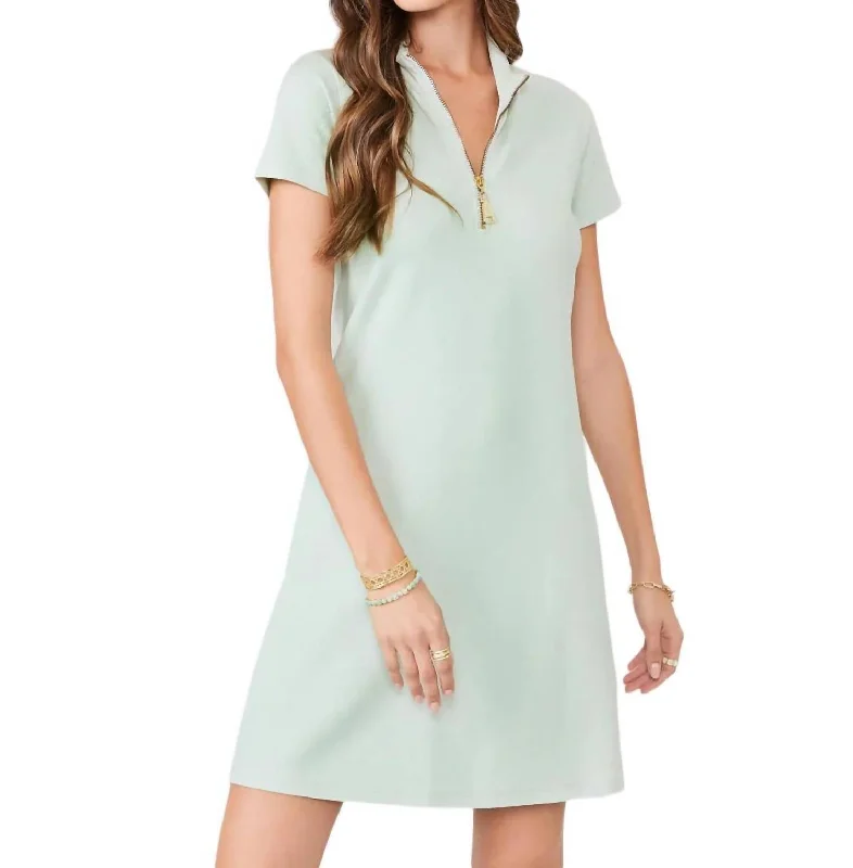 Serena Pique Short Sleeve Dress In Sky Teal Mini Skirt Summer