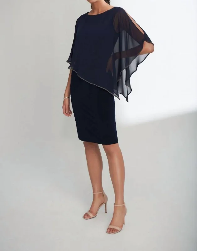 Sheer Brilliance Dress In Midnight Blue Cocktail unclassified dresses