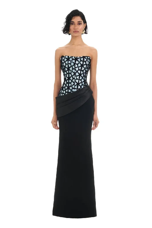 Sidonia Gown - Black/Blue Bold pattern unclassified dresses