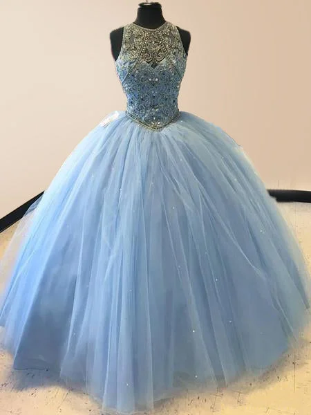 Sky Blue Quinceanera Dress Beaded Junior Prom Dress Vacation unclassified dresses