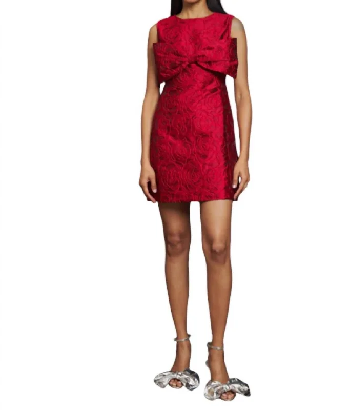 Tate Rose Jacquard Dress In Ruby Red Flowy unclassified dresses