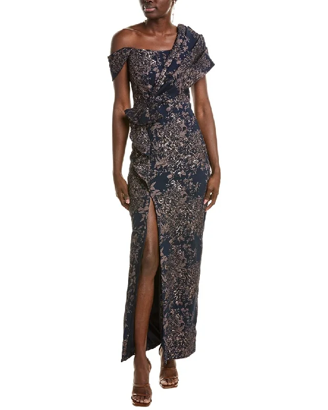 Theia Amaris Jacquard Column Gown Bold pattern unclassified dresses