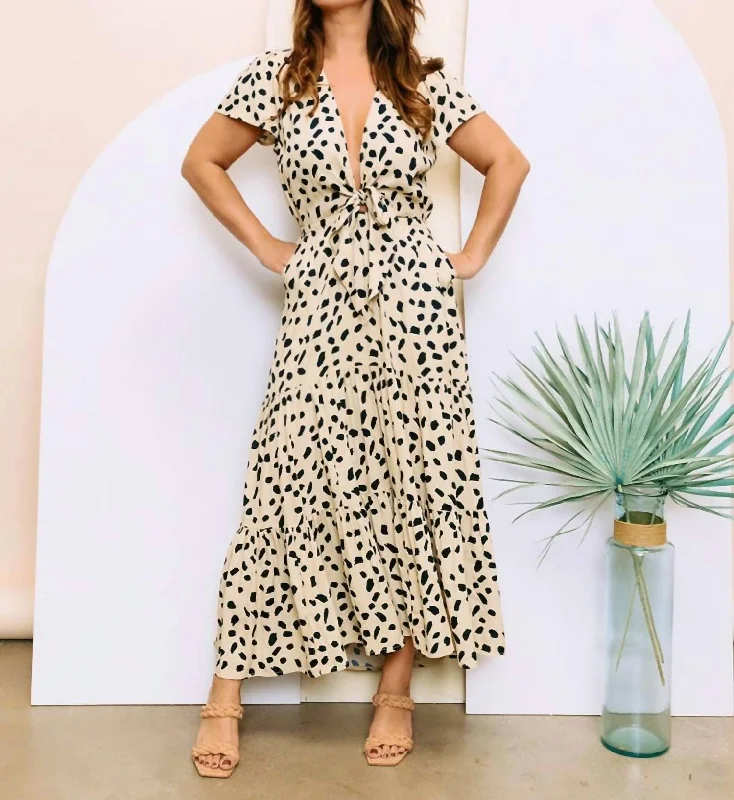 Tie Maxi Dress in Spots Dots Sexy Maxi Skirt