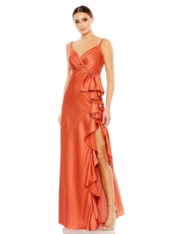 V-Neck Spaghetti Strap Satin Gown Budget-friendly unclassified dresses