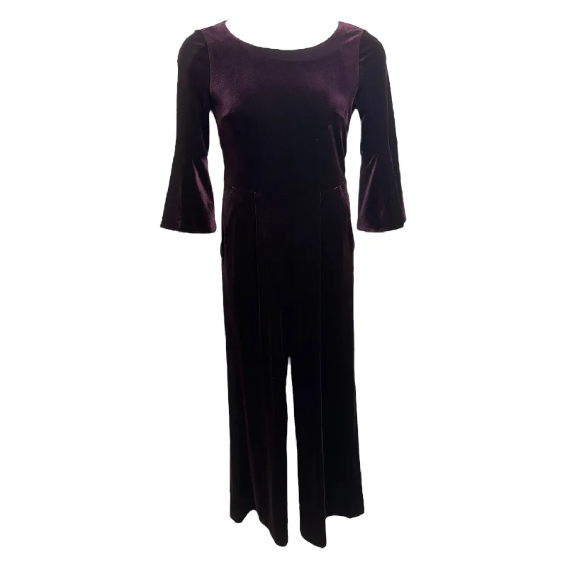 Velvet Jumpsuit By Calvin Klein In Purple, Size: 6 Elegant unclassified dresses