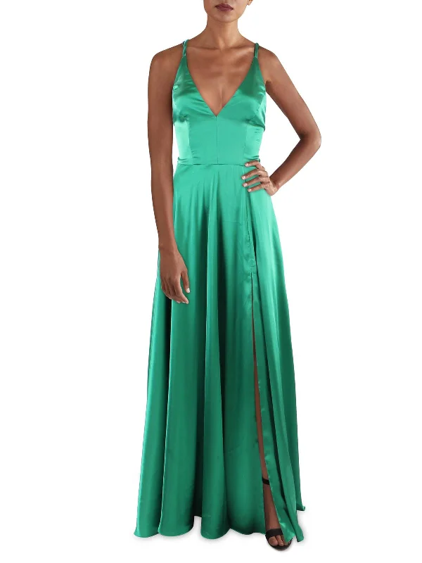 Womens Satin V-Neck Evening Dress Fashionable unclassified dresses