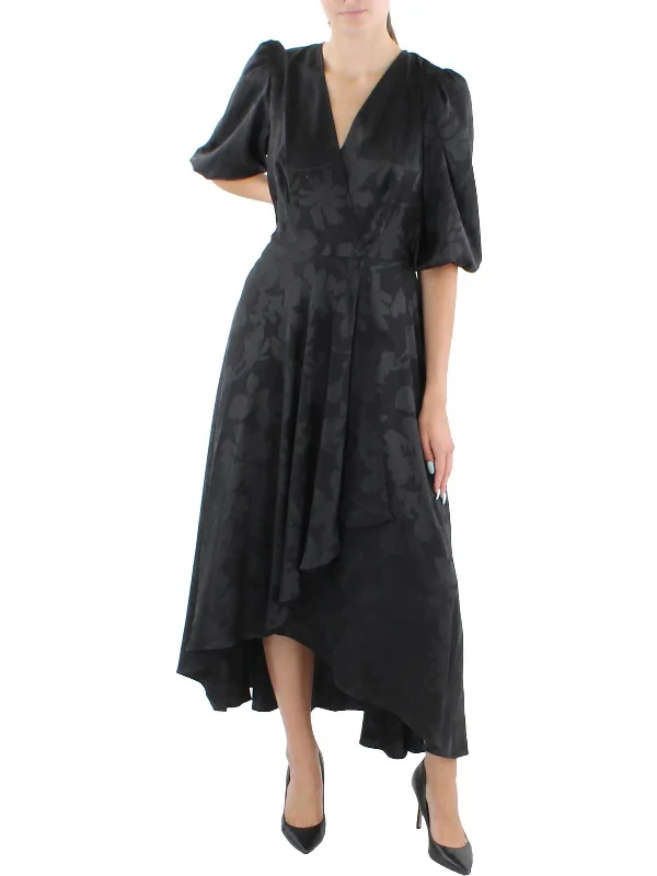 Womens Surplice Hi-Low Wrap Dress Long unclassified dresses