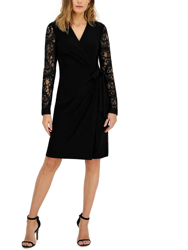 Womens V-Neck Knee Wrap Dress Elegant evening unclassified dresses