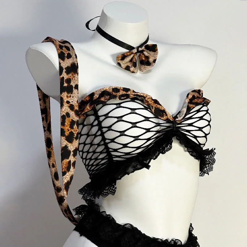 Leopard print fishnet bikini yv50836 Chic unclassified dresses