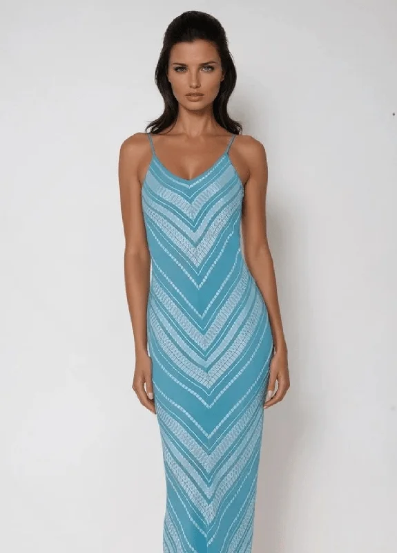 Calliope Long Slipdress Aqua Skirt with Slits