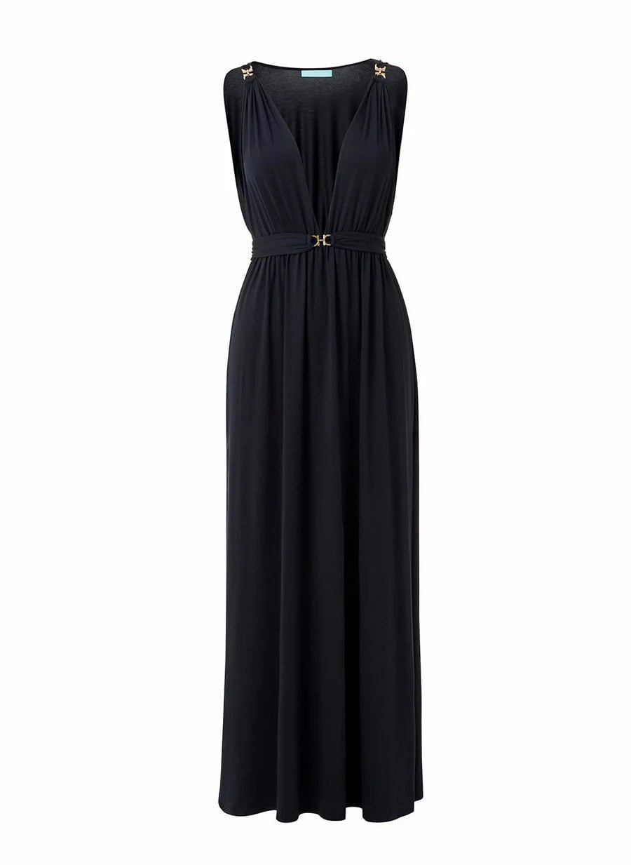 Harper V-neck Maxi Dress Black Pleated Maxi Skirt