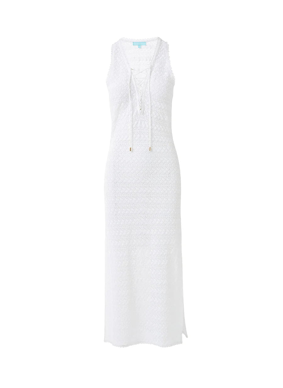 Maddie Crochet Long Dress White Ruffled Maxi Skirt