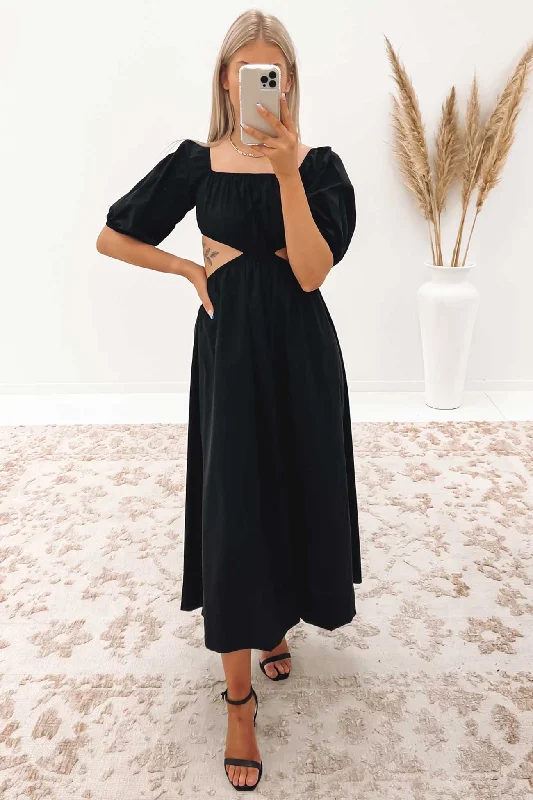 Davina Midi Dress Black Casual Midi Look