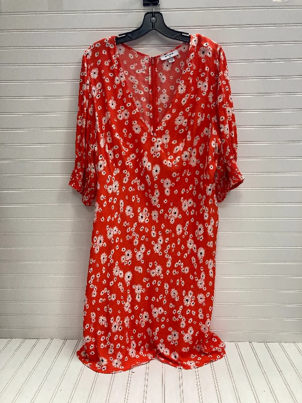 Orange & White Dress Casual Midi Rixo, Size 20 Elegant A-line Skirt