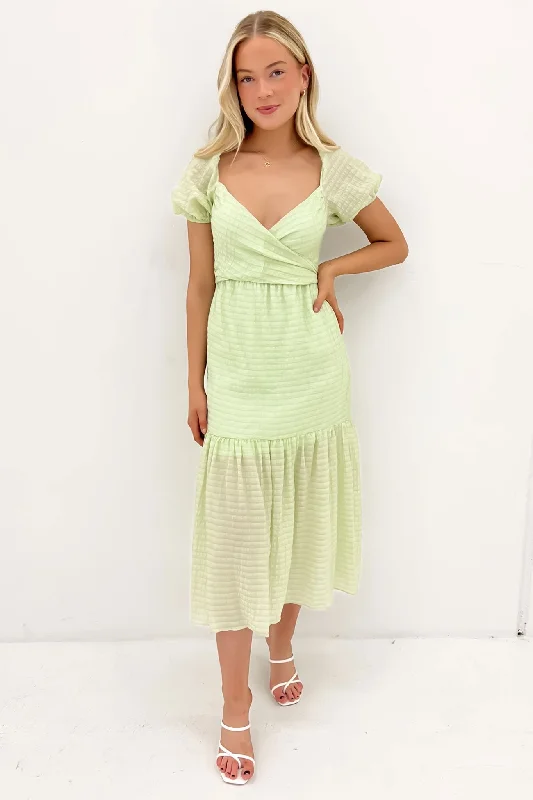 Sarann Midi Dress Green Lace-up Midi Skirt